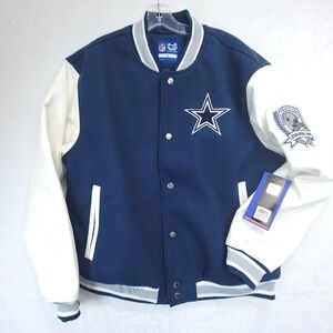 Cowboys NFL Men's Embroidered Helmet Varsity Letterman Jacket Size Large New NWT